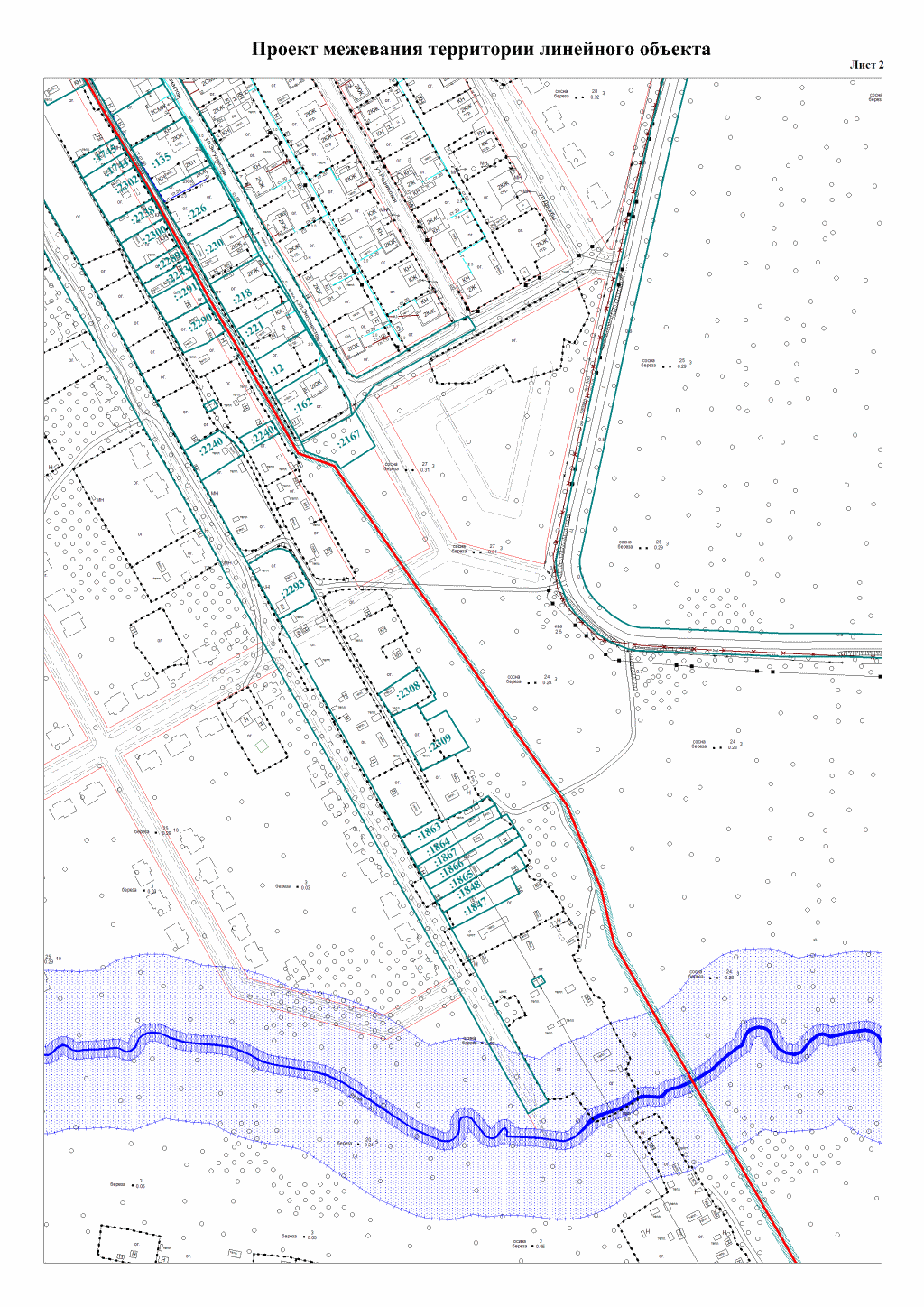Карта проекта межевания территории под строительство газопровода в ДООЛ Искорка
