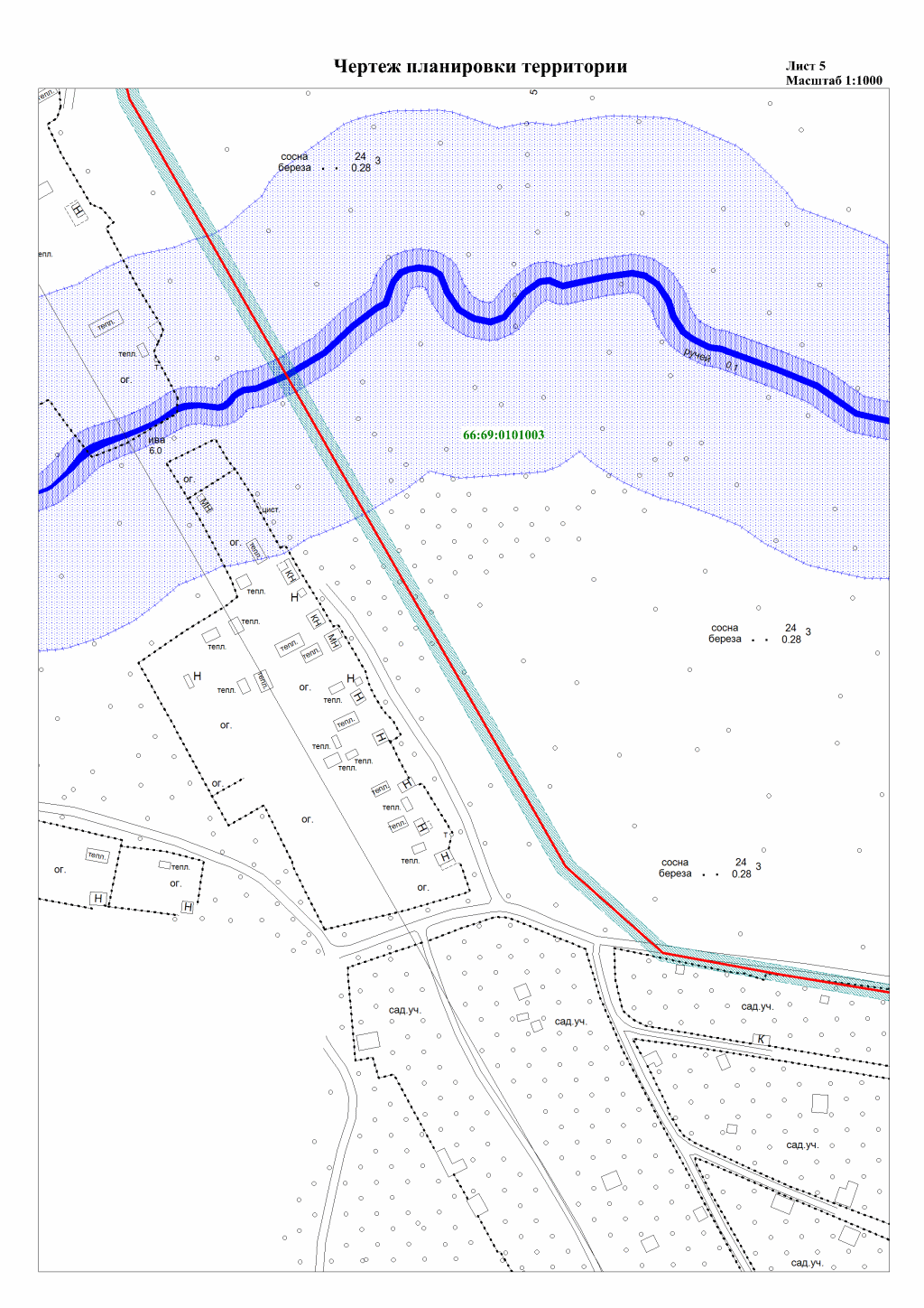 Карта проекта планировки территории под строительство газопровода в ДООЛ Искорка